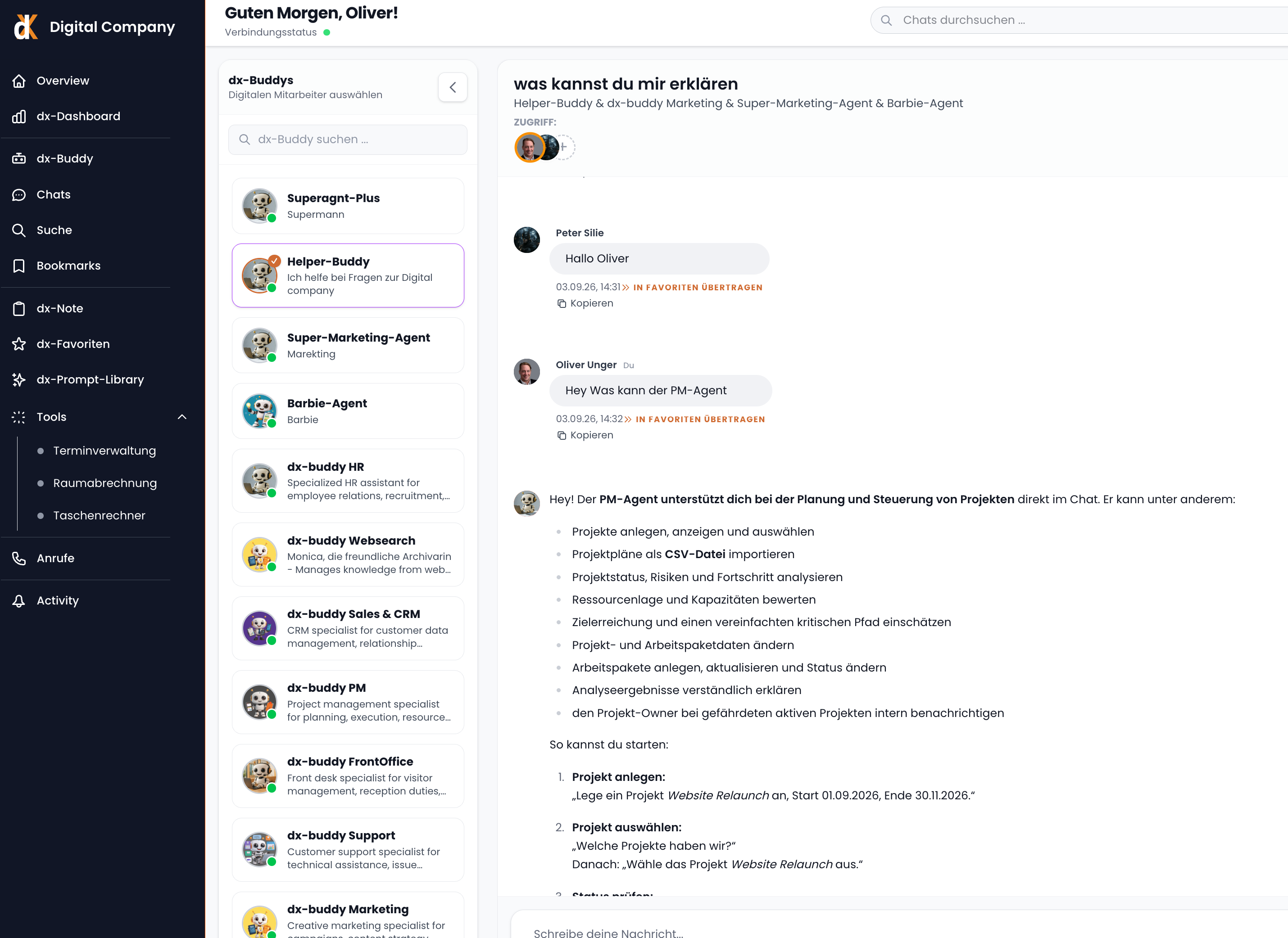 Gemeinsamer Arbeitsraum für Kundenanfragen und Angebotsvorbereitung im dx-Company OS